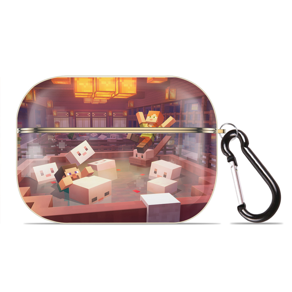 （画像用） マインクラフト ブロックの世界 Minecraft MC Block world 【AirPods Pro用】ハードシェル保護ケース｜耐衝撃・防指紋・カラビナ付き商品仕様