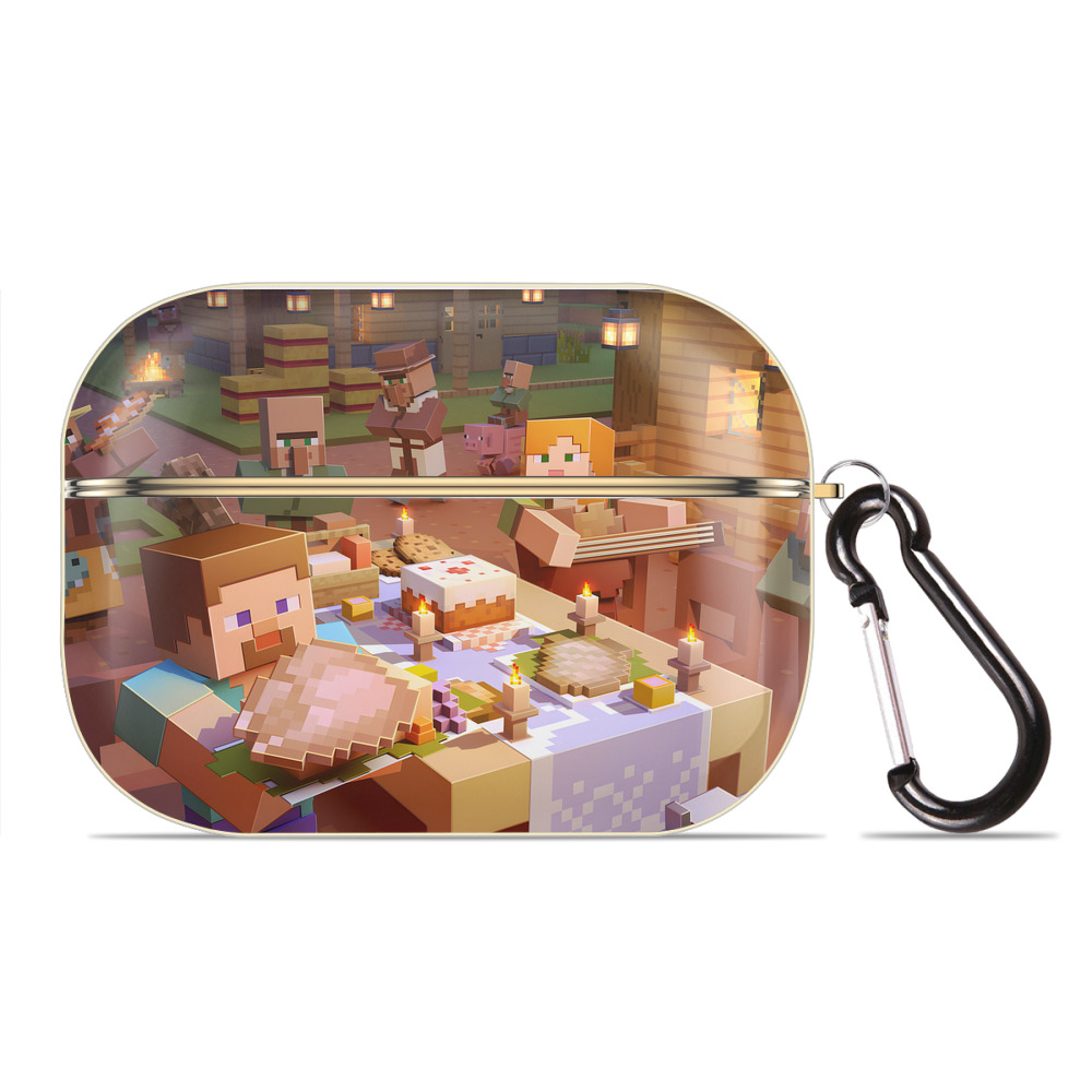 （画像用） マインクラフト ブロックの世界 Minecraft MC Block world 【AirPods Pro用】ハードシェル保護ケース｜耐衝撃・防指紋・カラビナ付き商品仕様