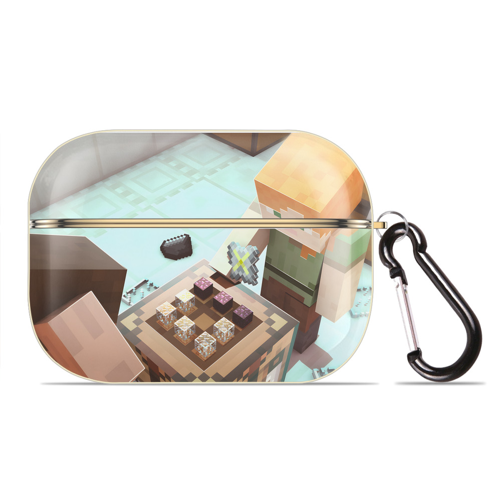 （画像用） マインクラフト ブロックの世界 Minecraft MC Block world 【AirPods Pro用】ハードシェル保護ケース｜耐衝撃・防指紋・カラビナ付き商品仕様
