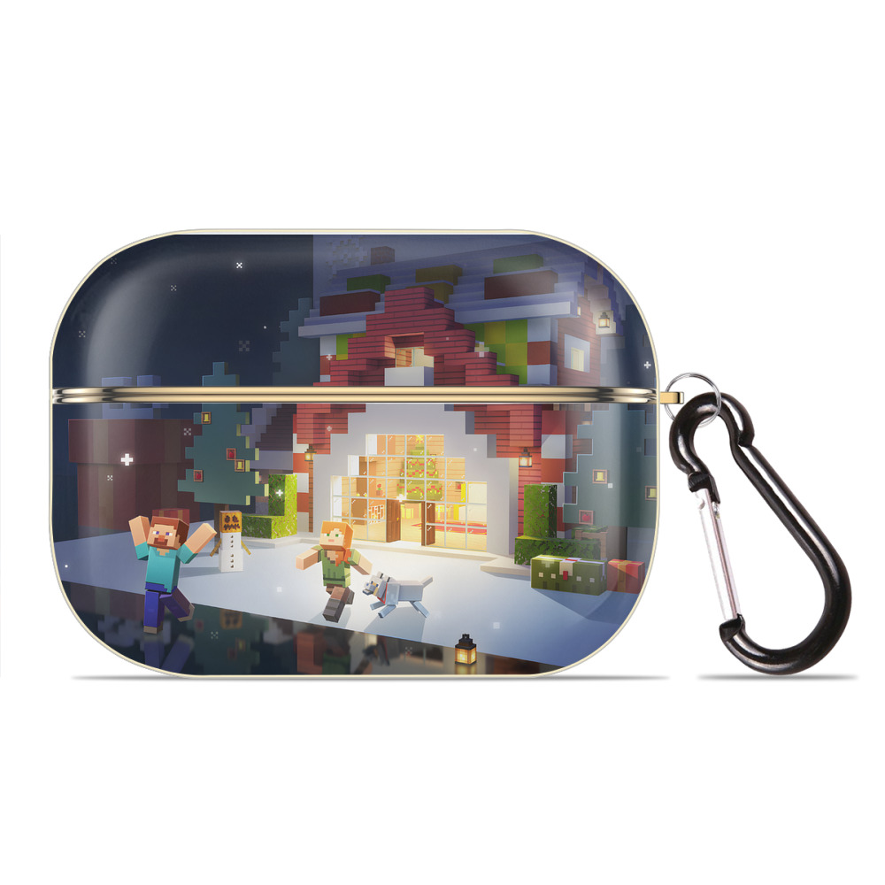 （画像用） マインクラフト ブロックの世界 Minecraft MC Block world 【AirPods Pro用】ハードシェル保護ケース｜耐衝撃・防指紋・カラビナ付き商品仕様