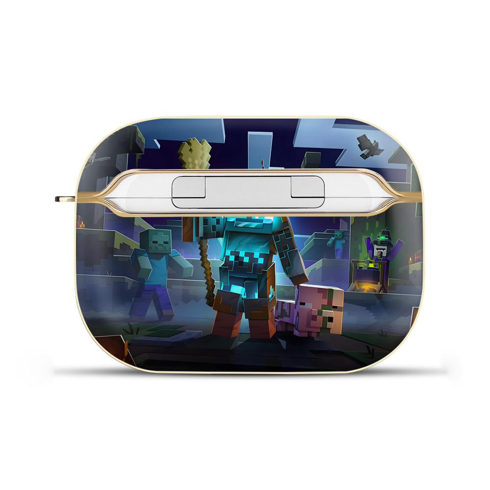 （画像用） マインクラフト ブロックの世界 Minecraft MC Block world 【AirPods Pro用】ハードシェル保護ケース｜耐衝撃・防指紋・カラビナ付き商品仕様
