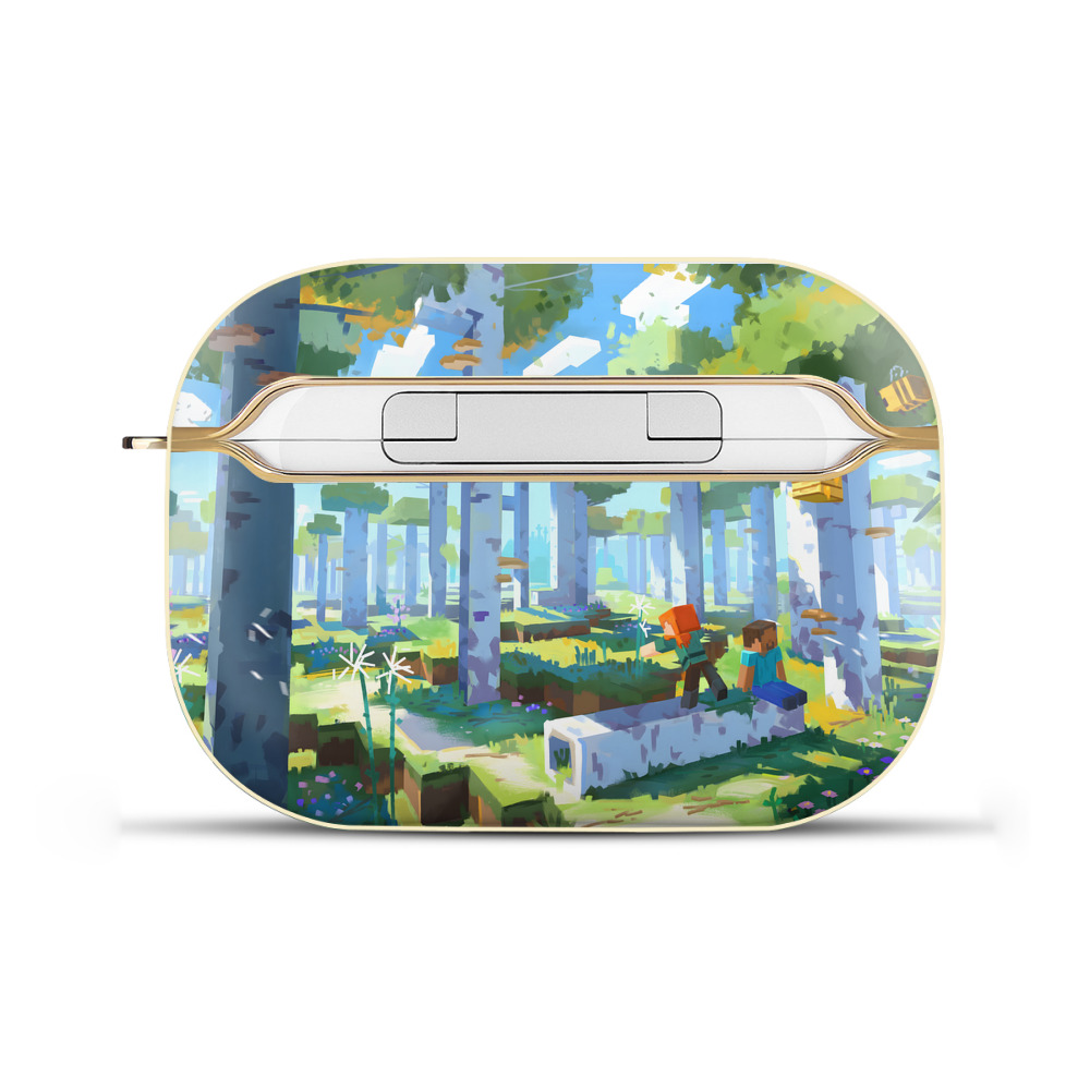 （画像用） マインクラフト ブロックの世界 Minecraft MC Block world 【AirPods Pro用】ハードシェル保護ケース｜耐衝撃・防指紋・カラビナ付き商品仕様