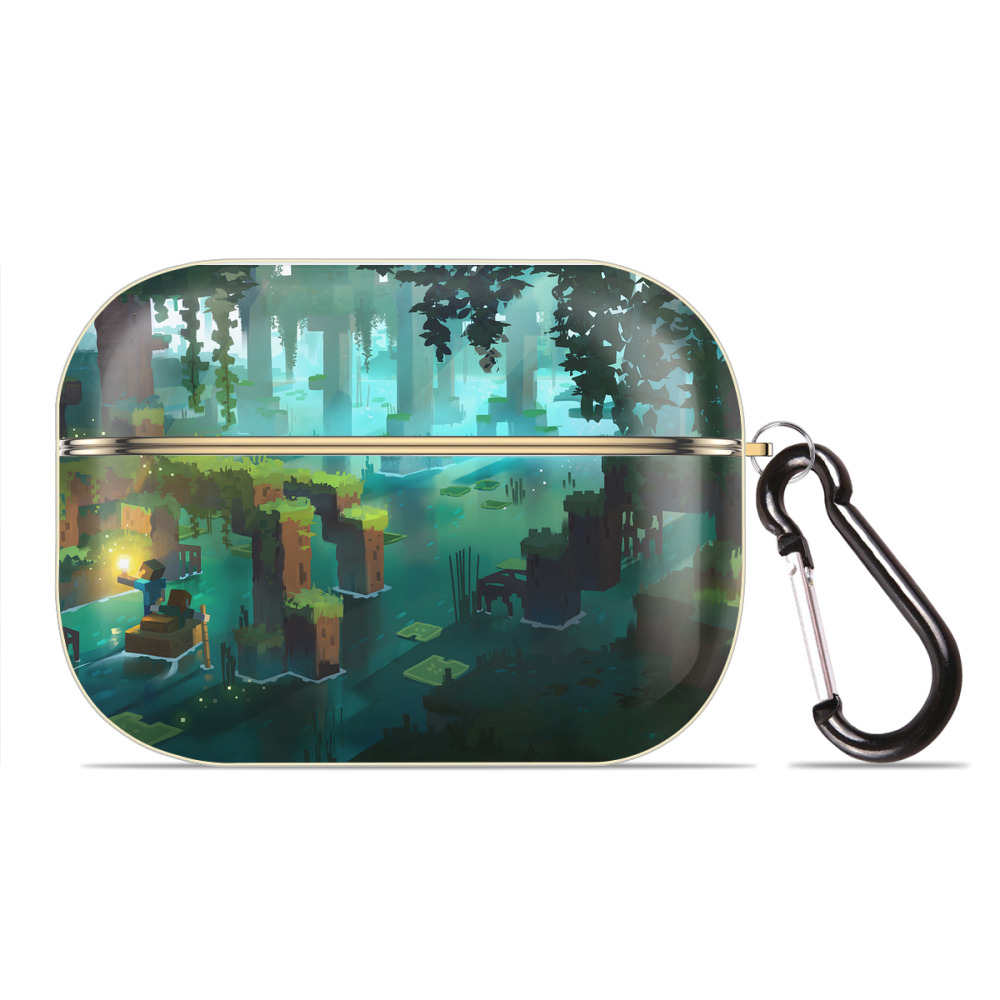 （画像用） マインクラフト ブロックの世界 Minecraft MC Block world 【AirPods Pro用】ハードシェル保護ケース｜耐衝撃・防指紋・カラビナ付き商品仕様