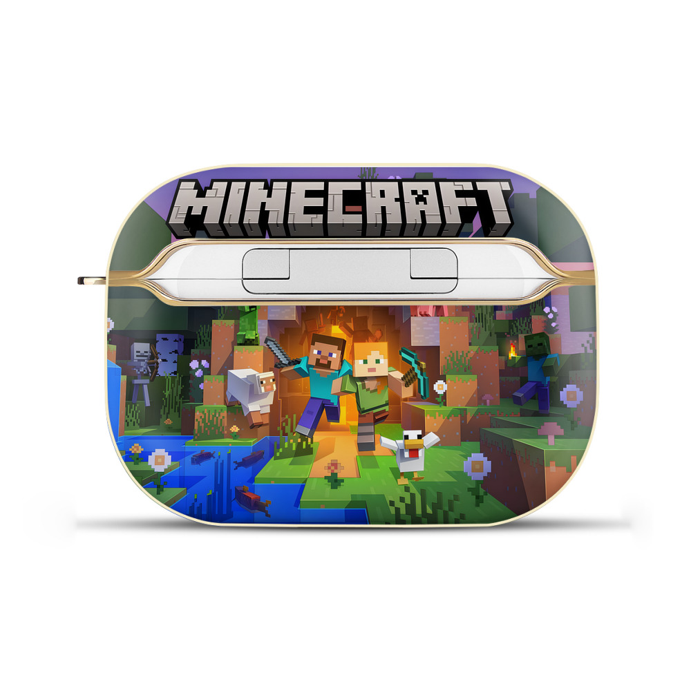 （画像用） マインクラフト ブロックの世界 Minecraft MC Block world 【AirPods Pro用】ハードシェル保護ケース｜耐衝撃・防指紋・カラビナ付き商品仕様