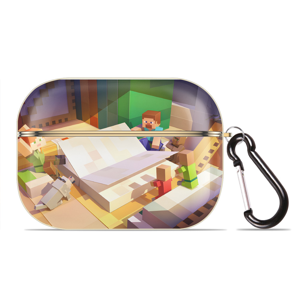（画像用） マインクラフト ブロックの世界 Minecraft MC Block world 【AirPods Pro用】ハードシェル保護ケース｜耐衝撃・防指紋・カラビナ付き商品仕様