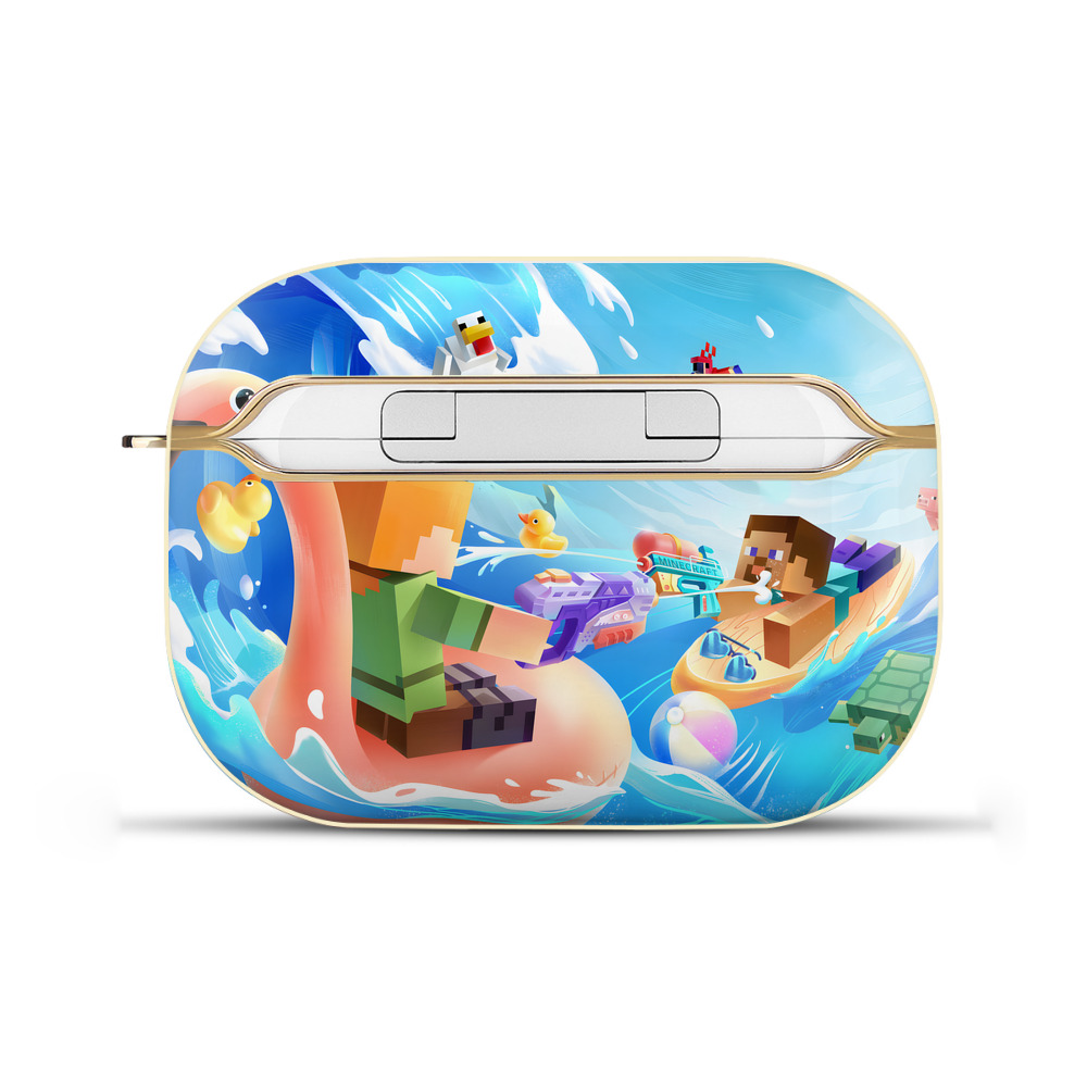 （画像用） マインクラフト ブロックの世界 Minecraft MC Block world 【AirPods Pro用】ハードシェル保護ケース｜耐衝撃・防指紋・カラビナ付き商品仕様