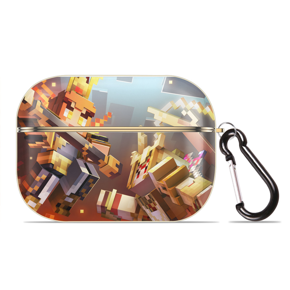 （画像用） マインクラフト ブロックの世界 Minecraft MC Block world 【AirPods Pro用】ハードシェル保護ケース｜耐衝撃・防指紋・カラビナ付き商品仕様