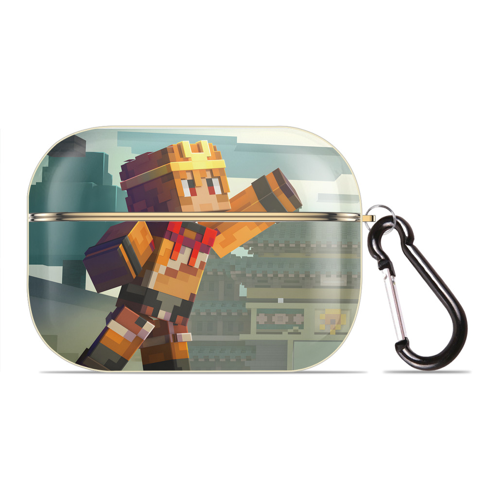 （画像用） マインクラフト ブロックの世界 Minecraft MC Block world 【AirPods Pro用】ハードシェル保護ケース｜耐衝撃・防指紋・カラビナ付き商品仕様