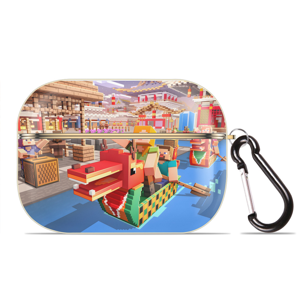 （画像用） マインクラフト ブロックの世界 Minecraft MC Block world 【AirPods Pro用】ハードシェル保護ケース｜耐衝撃・防指紋・カラビナ付き商品仕様
