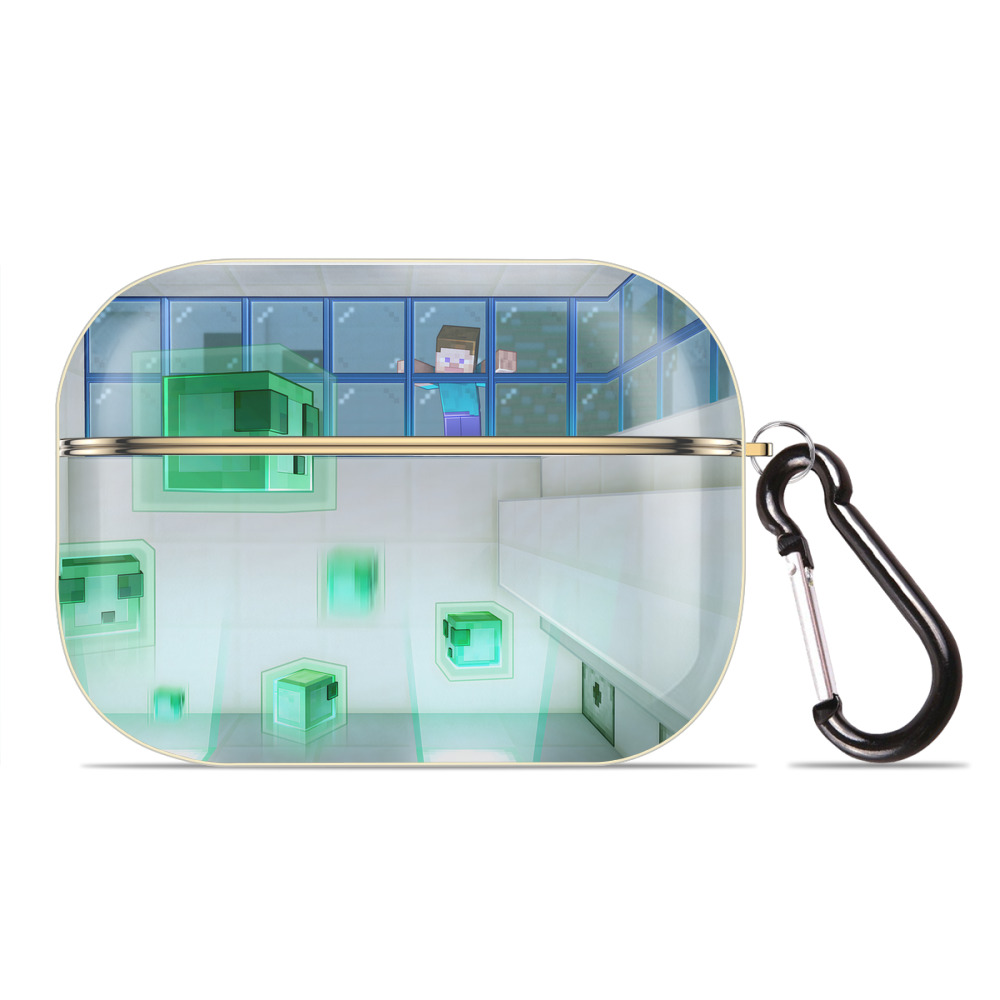 （画像用） マインクラフト ブロックの世界 Minecraft MC Block world 【AirPods Pro用】ハードシェル保護ケース｜耐衝撃・防指紋・カラビナ付き商品仕様