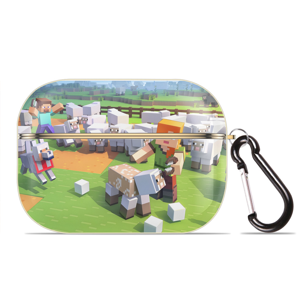 （画像用） マインクラフト ブロックの世界 Minecraft MC Block world 【AirPods Pro用】ハードシェル保護ケース｜耐衝撃・防指紋・カラビナ付き商品仕様