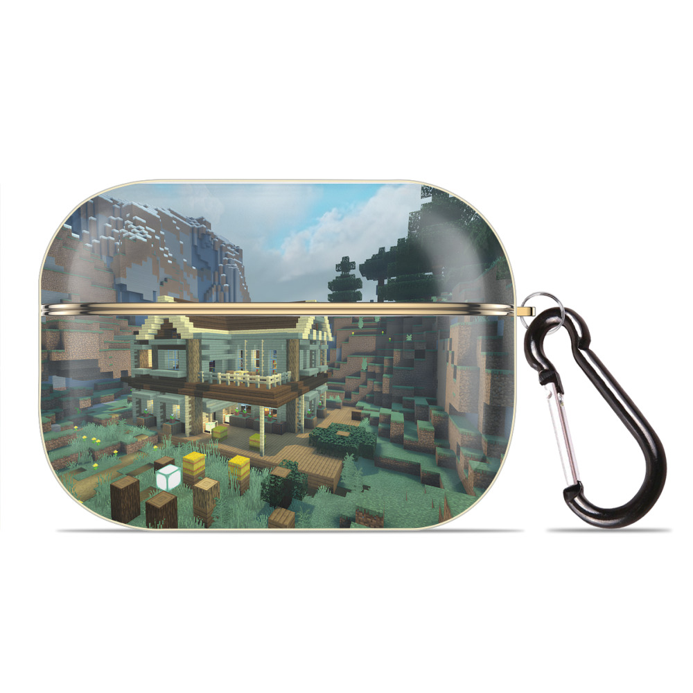 （画像用） マインクラフト ブロックの世界 Minecraft MC Block world 【AirPods Pro用】ハードシェル保護ケース｜耐衝撃・防指紋・カラビナ付き商品仕様