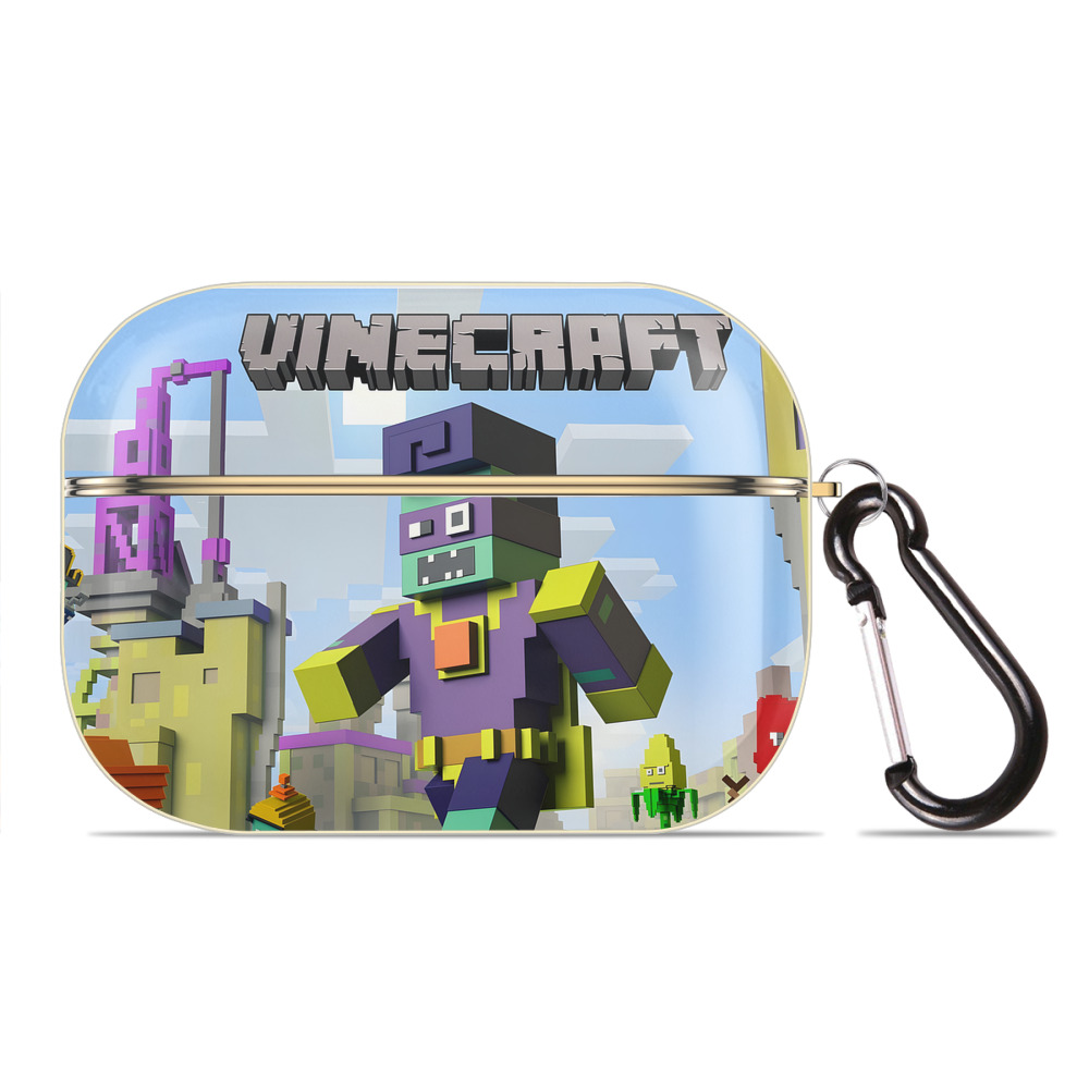 （画像用） マインクラフト ブロックの世界 Minecraft MC Block world 【AirPods Pro用】ハードシェル保護ケース｜耐衝撃・防指紋・カラビナ付き商品仕様