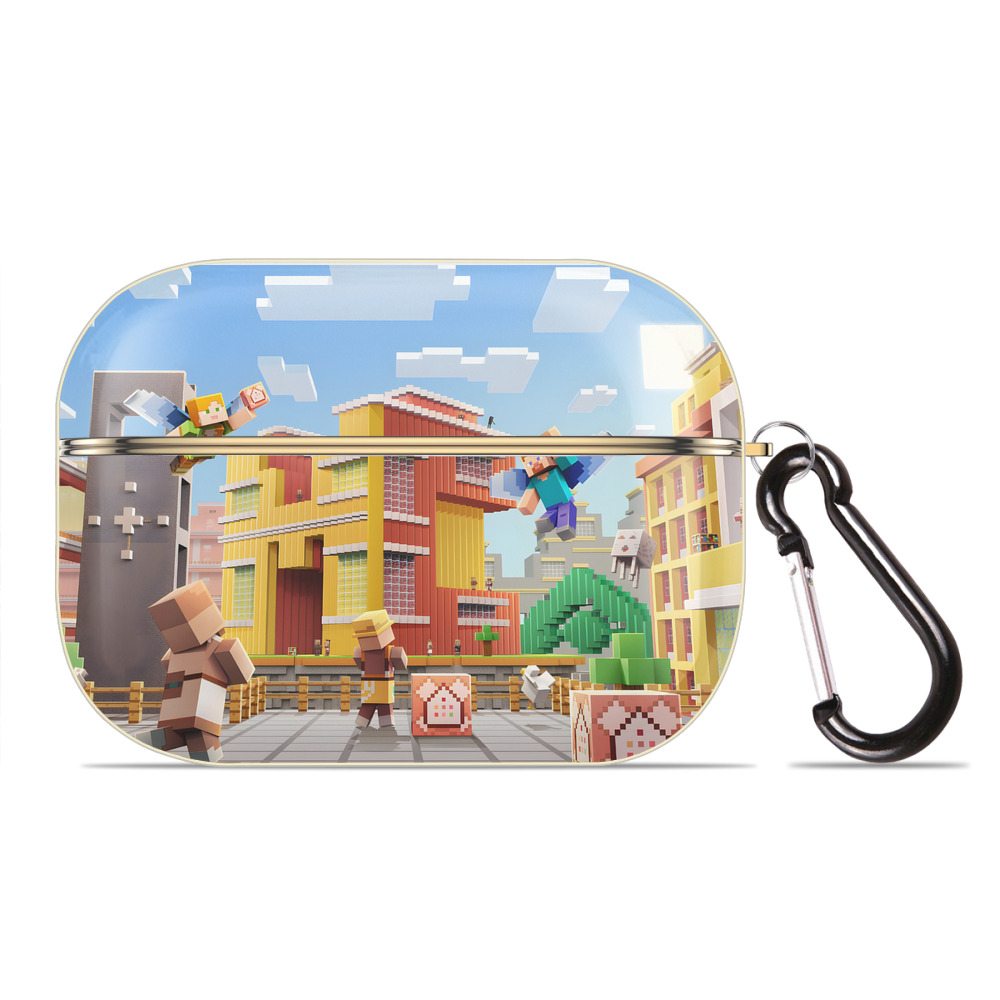 （画像用） マインクラフト ブロックの世界 Minecraft MC Block world 【AirPods Pro用】ハードシェル保護ケース｜耐衝撃・防指紋・カラビナ付き商品仕様