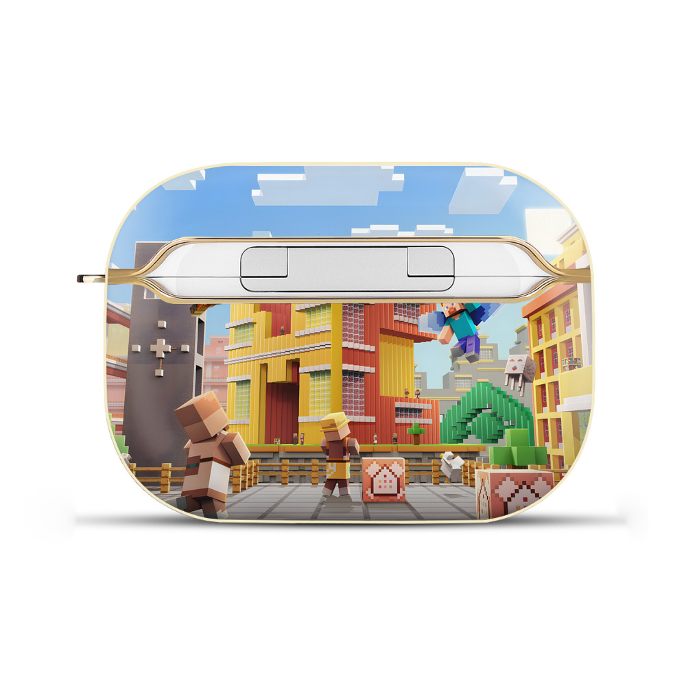 （画像用） マインクラフト ブロックの世界 Minecraft MC Block world 【AirPods Pro用】ハードシェル保護ケース｜耐衝撃・防指紋・カラビナ付き商品仕様