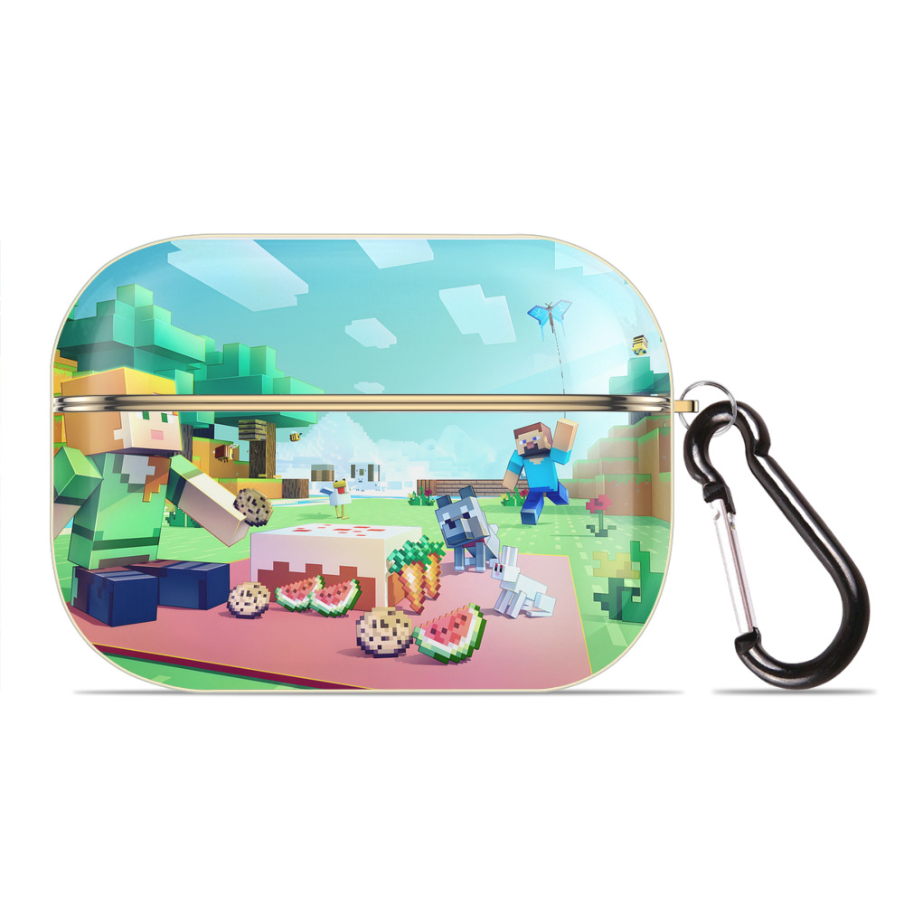 （画像用） マインクラフト ブロックの世界 Minecraft MC Block world 【AirPods Pro用】ハードシェル保護ケース｜耐衝撃・防指紋・カラビナ付き商品仕様