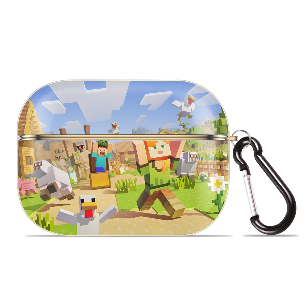 （画像用） マインクラフト ブロックの世界 Minecraft MC Block world 【AirPods Pro用】ハードシェル保護ケース｜耐衝撃・防指紋・カラビナ付き商品仕様