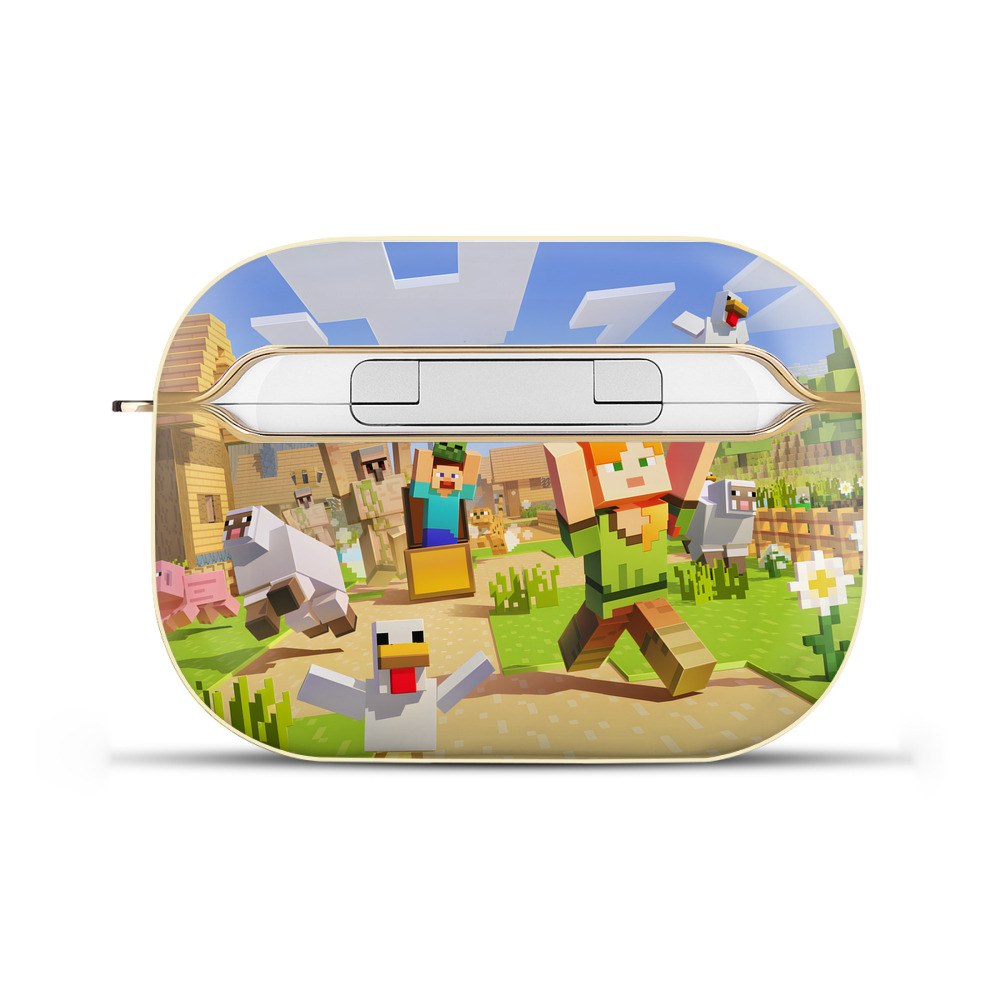 （画像用） マインクラフト ブロックの世界 Minecraft MC Block world 【AirPods Pro用】ハードシェル保護ケース｜耐衝撃・防指紋・カラビナ付き商品仕様