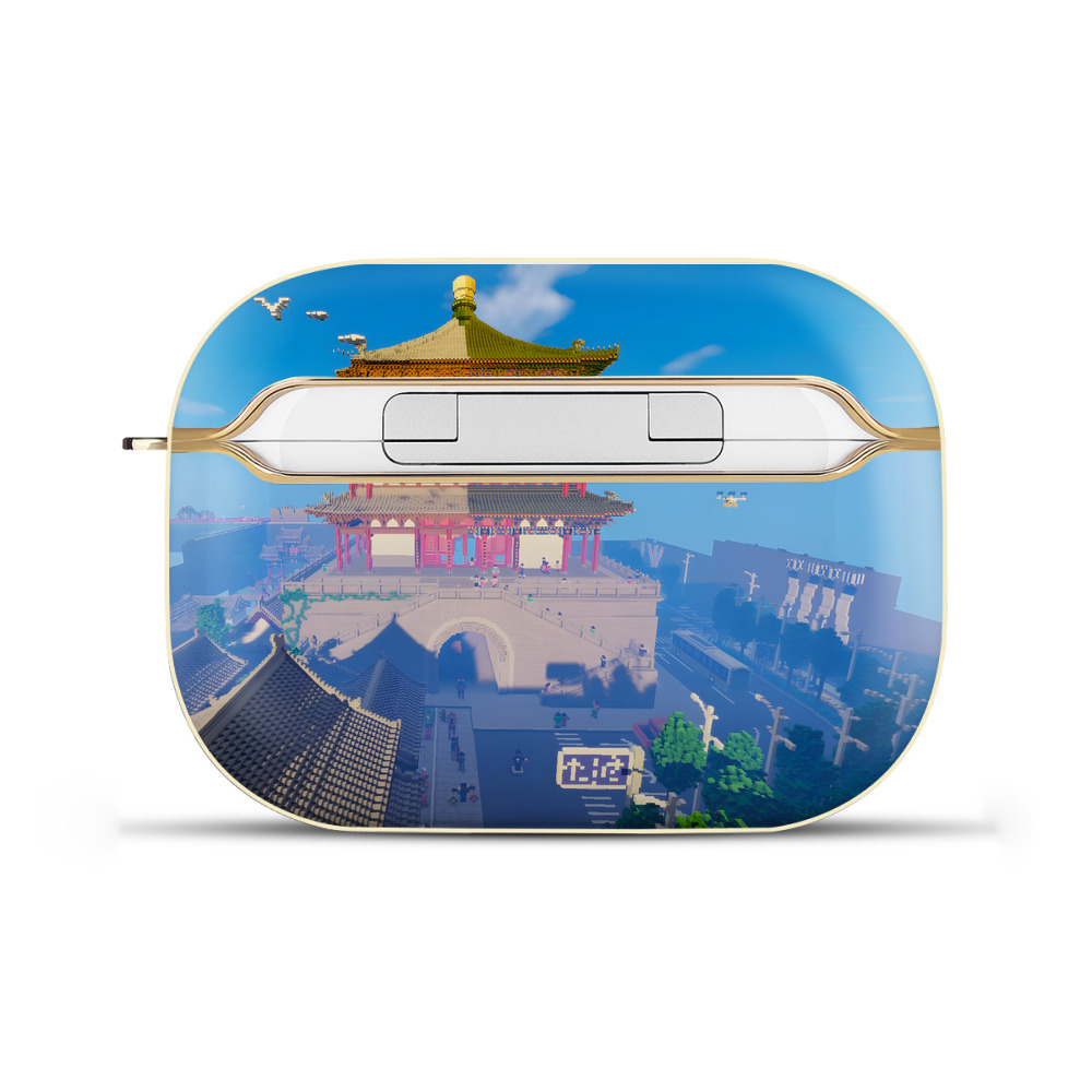 （画像用） マインクラフト ブロックの世界 Minecraft MC Block world 【AirPods Pro用】ハードシェル保護ケース｜耐衝撃・防指紋・カラビナ付き商品仕様
