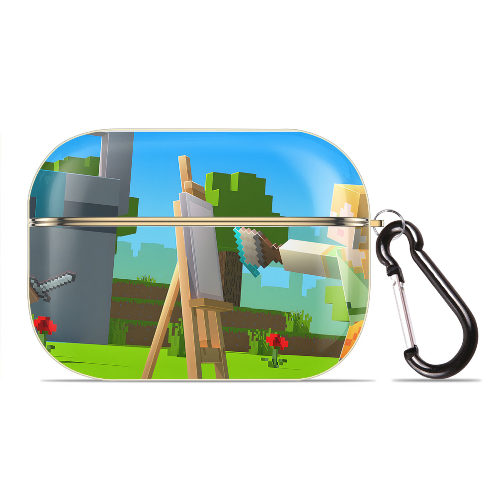 （画像用） マインクラフト ブロックの世界 Minecraft MC Block world 【AirPods Pro用】ハードシェル保護ケース｜耐衝撃・防指紋・カラビナ付き商品仕様