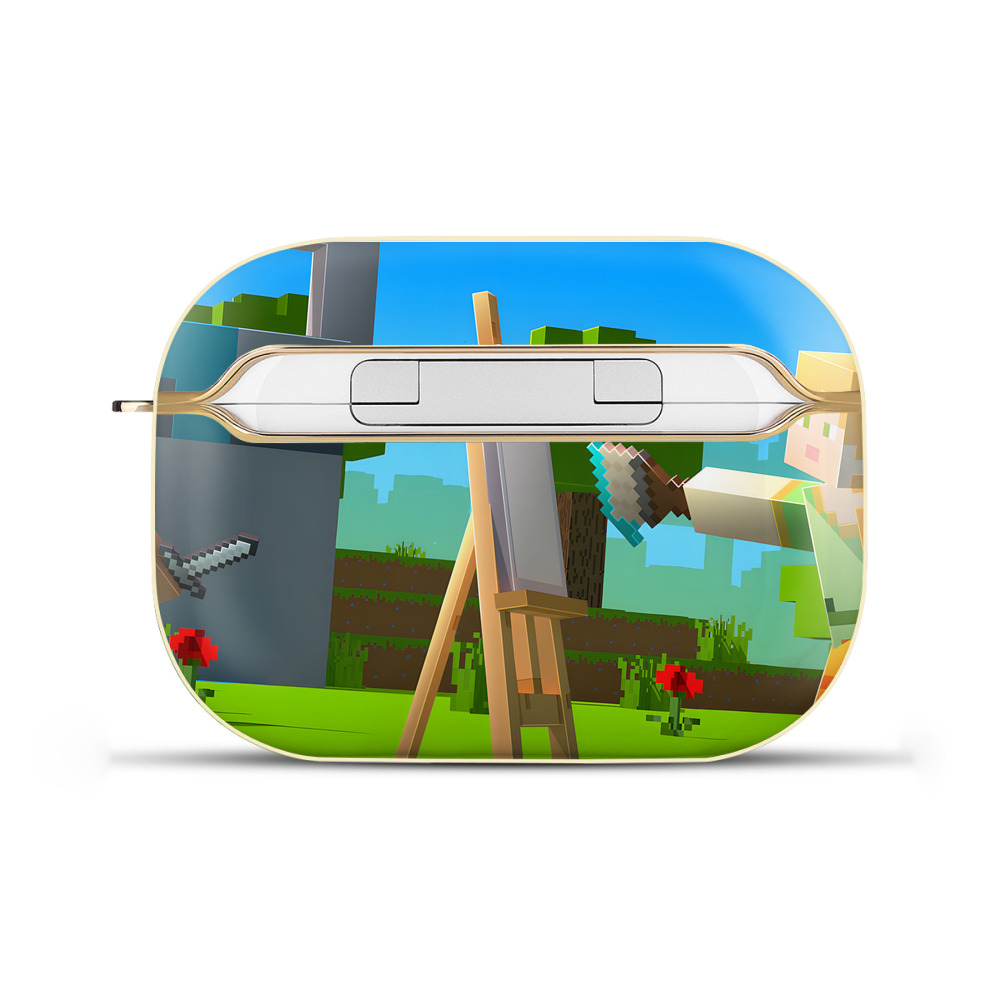 （画像用） マインクラフト ブロックの世界 Minecraft MC Block world 【AirPods Pro用】ハードシェル保護ケース｜耐衝撃・防指紋・カラビナ付き商品仕様