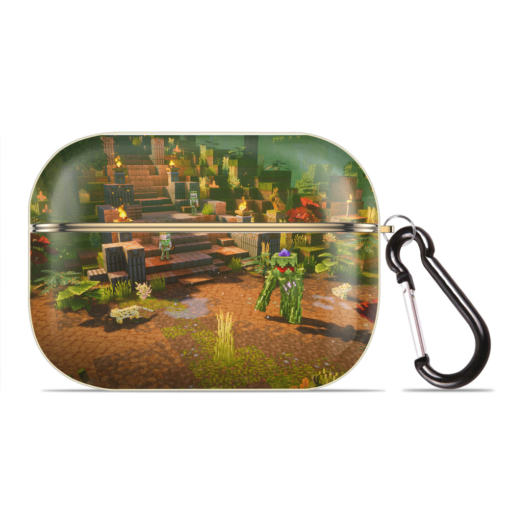 （画像用） マインクラフト ブロックの世界 Minecraft MC Block world 【AirPods Pro用】ハードシェル保護ケース｜耐衝撃・防指紋・カラビナ付き商品仕様