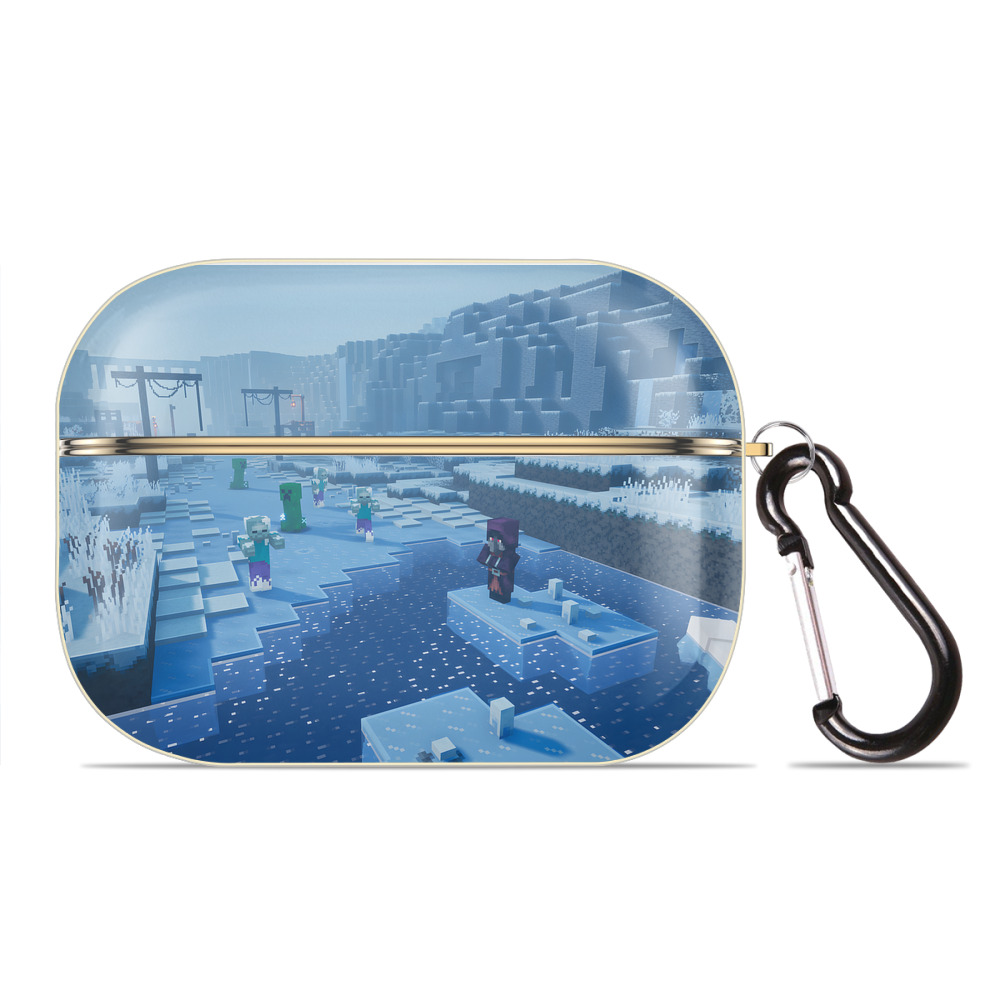 （画像用） マインクラフト ブロックの世界 Minecraft MC Block world 【AirPods Pro用】ハードシェル保護ケース｜耐衝撃・防指紋・カラビナ付き商品仕様