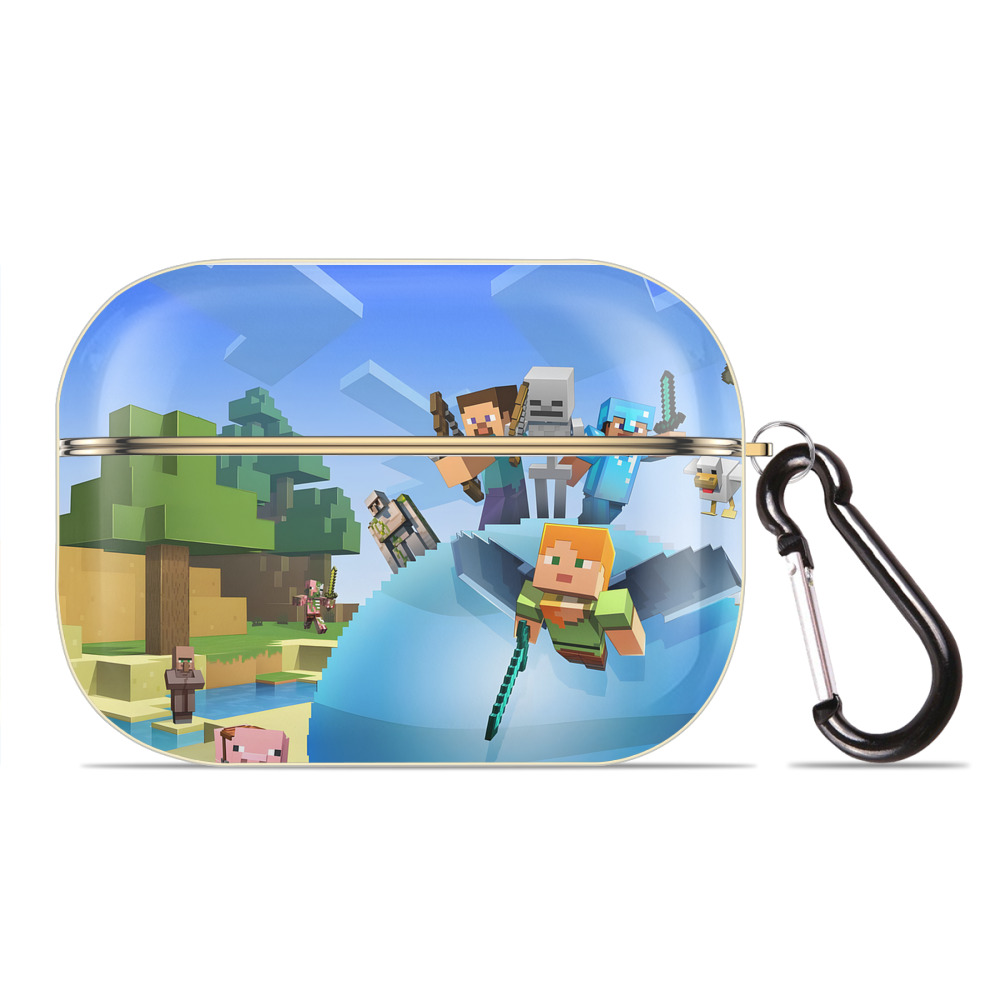 （画像用） マインクラフト ブロックの世界 Minecraft MC Block world 【AirPods Pro用】ハードシェル保護ケース｜耐衝撃・防指紋・カラビナ付き商品仕様