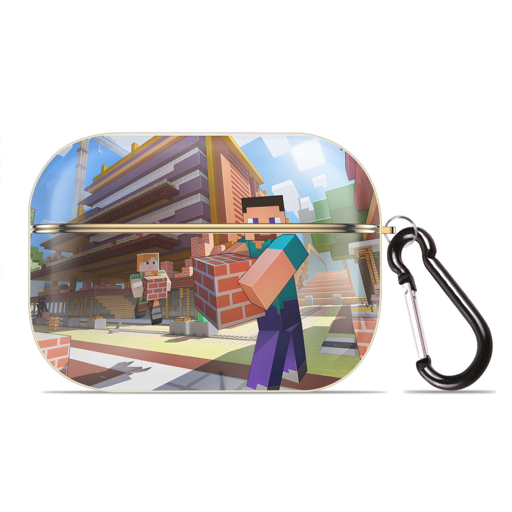 （画像用） マインクラフト ブロックの世界 Minecraft MC Block world 【AirPods Pro用】ハードシェル保護ケース｜耐衝撃・防指紋・カラビナ付き商品仕様