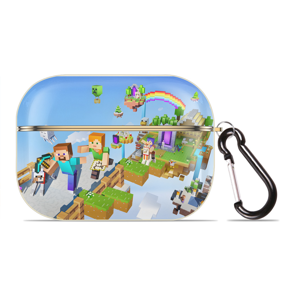 （画像用） マインクラフト ブロックの世界 Minecraft MC Block world 【AirPods Pro用】ハードシェル保護ケース｜耐衝撃・防指紋・カラビナ付き商品仕様