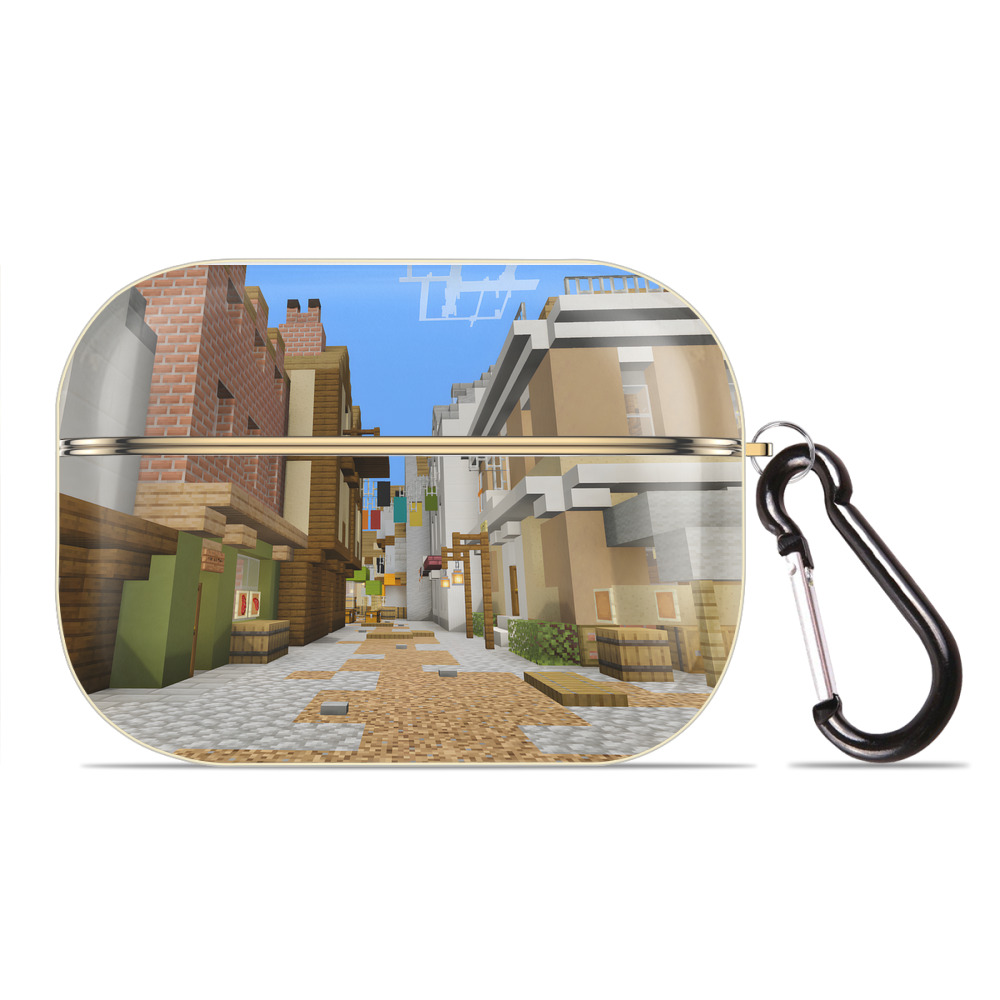 （画像用） マインクラフト ブロックの世界 Minecraft MC Block world 【AirPods Pro用】ハードシェル保護ケース｜耐衝撃・防指紋・カラビナ付き商品仕様