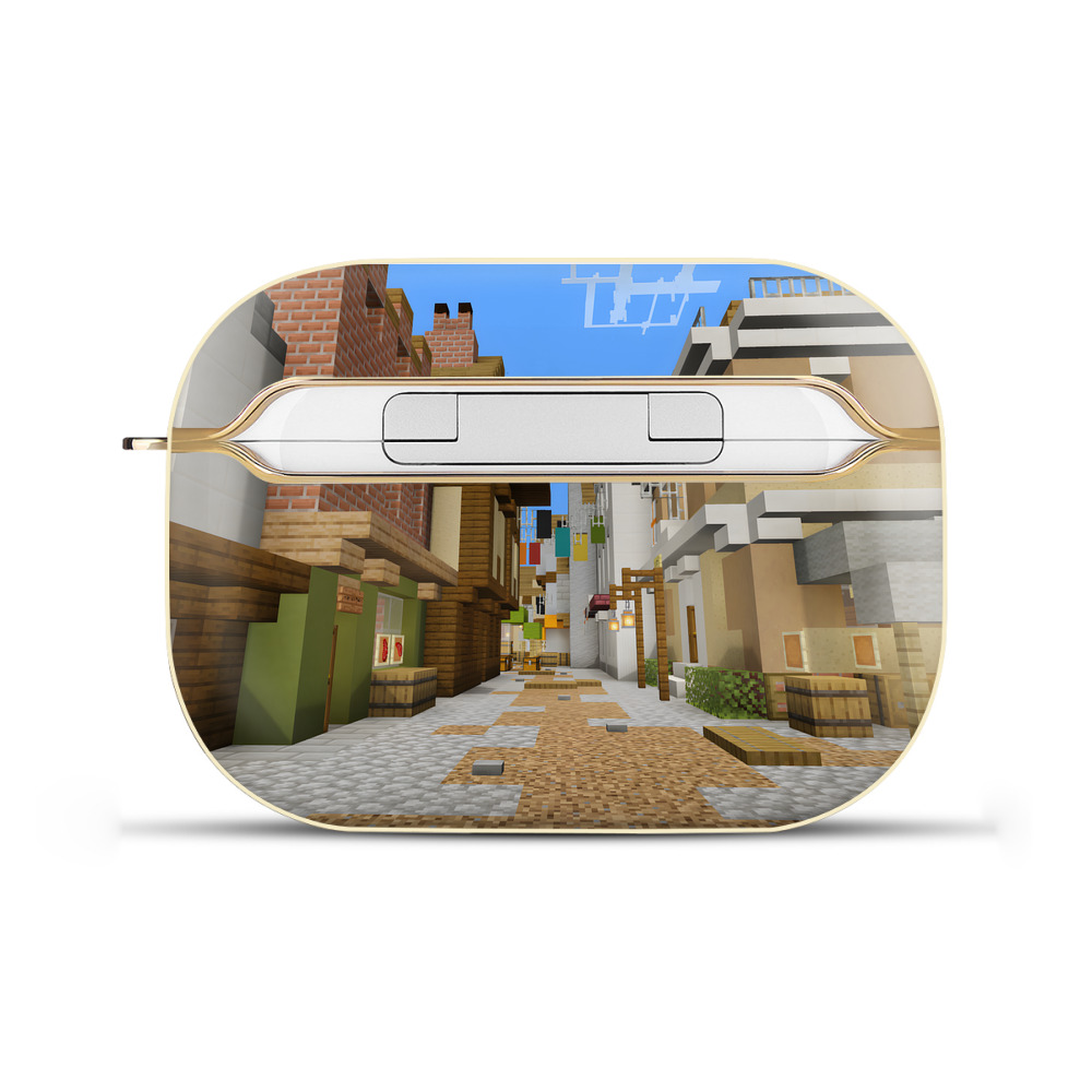 （画像用） マインクラフト ブロックの世界 Minecraft MC Block world 【AirPods Pro用】ハードシェル保護ケース｜耐衝撃・防指紋・カラビナ付き商品仕様