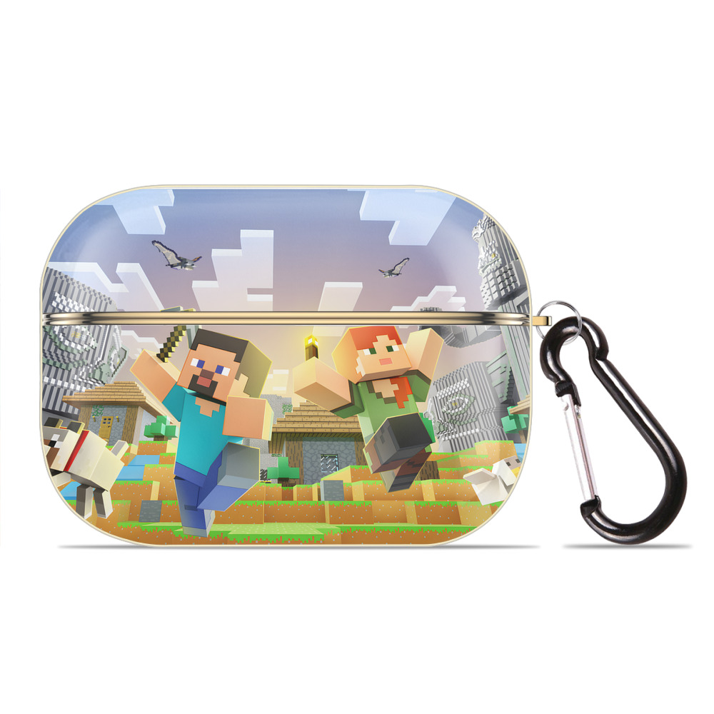 （画像用） マインクラフト ブロックの世界 Minecraft MC Block world 【AirPods Pro用】ハードシェル保護ケース｜耐衝撃・防指紋・カラビナ付き商品仕様