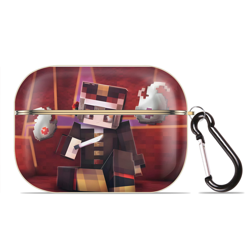 （画像用） マインクラフト ブロックの世界 Minecraft MC Block world 【AirPods Pro用】ハードシェル保護ケース｜耐衝撃・防指紋・カラビナ付き商品仕様