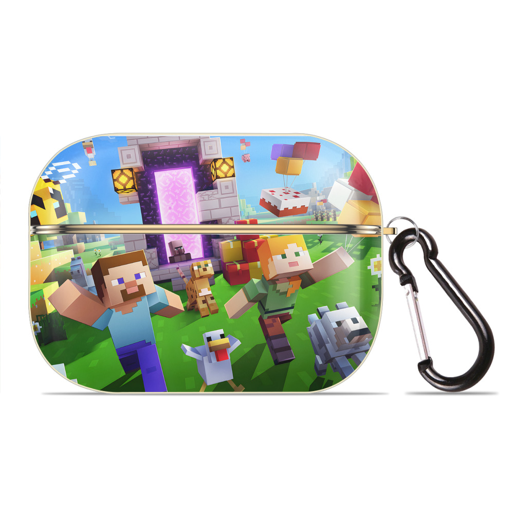 （画像用） マインクラフト ブロックの世界 Minecraft MC Block world 【AirPods Pro用】ハードシェル保護ケース｜耐衝撃・防指紋・カラビナ付き商品仕様