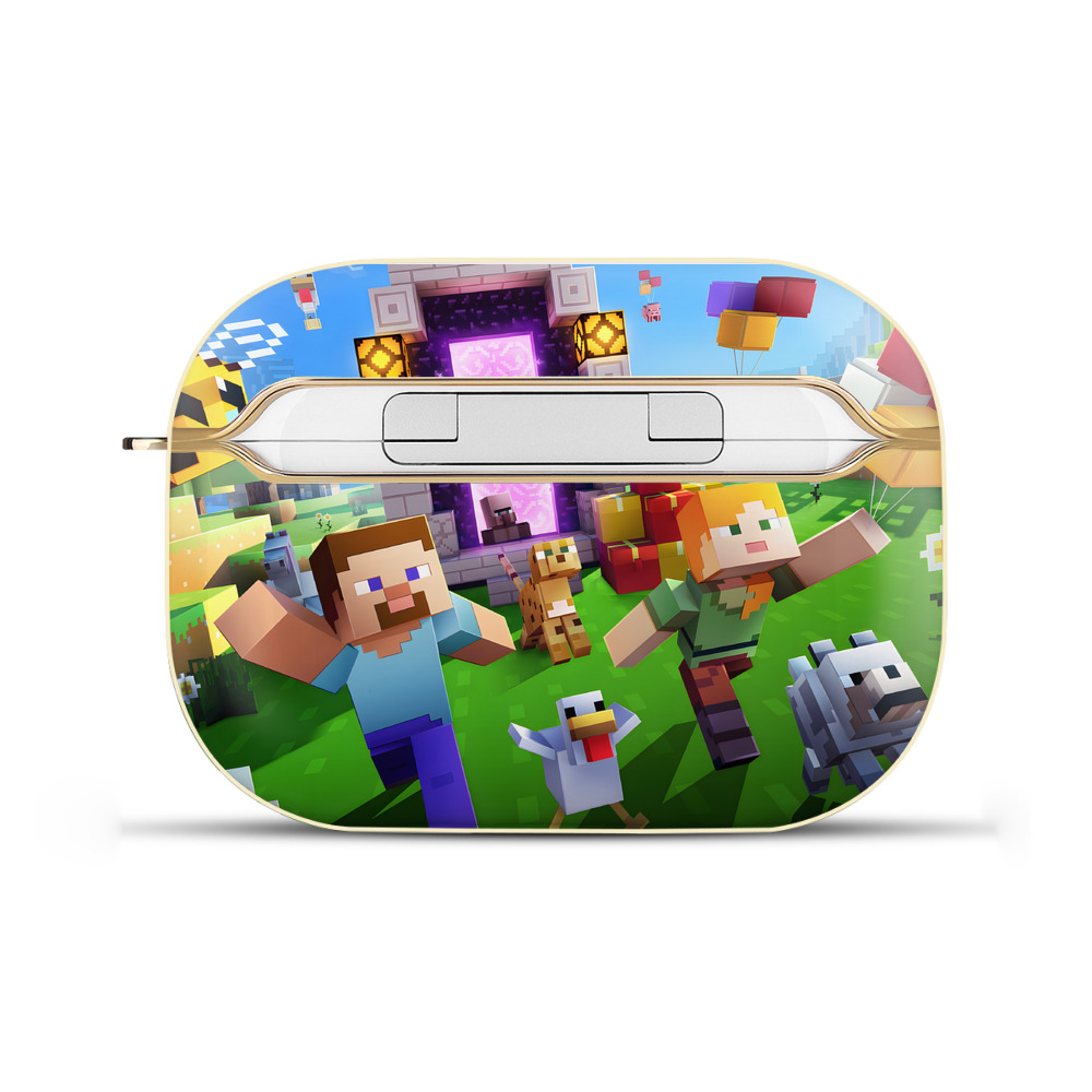 （画像用） マインクラフト ブロックの世界 Minecraft MC Block world 【AirPods Pro用】ハードシェル保護ケース｜耐衝撃・防指紋・カラビナ付き商品仕様