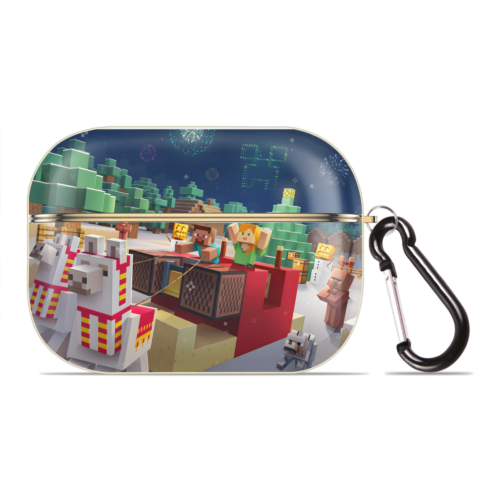 （画像用） マインクラフト ブロックの世界 Minecraft MC Block world 【AirPods Pro用】ハードシェル保護ケース｜耐衝撃・防指紋・カラビナ付き商品仕様