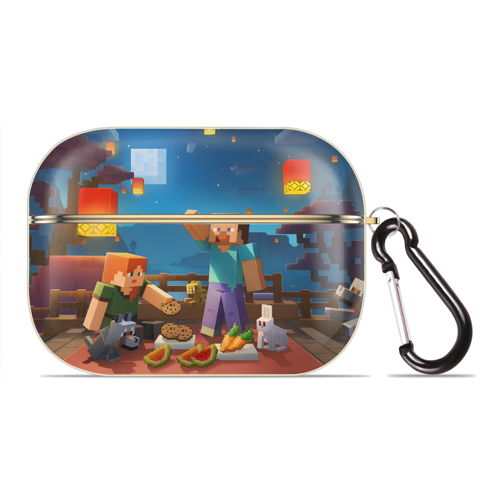 （画像用） マインクラフト ブロックの世界 Minecraft MC Block world 【AirPods Pro用】ハードシェル保護ケース｜耐衝撃・防指紋・カラビナ付き商品仕様