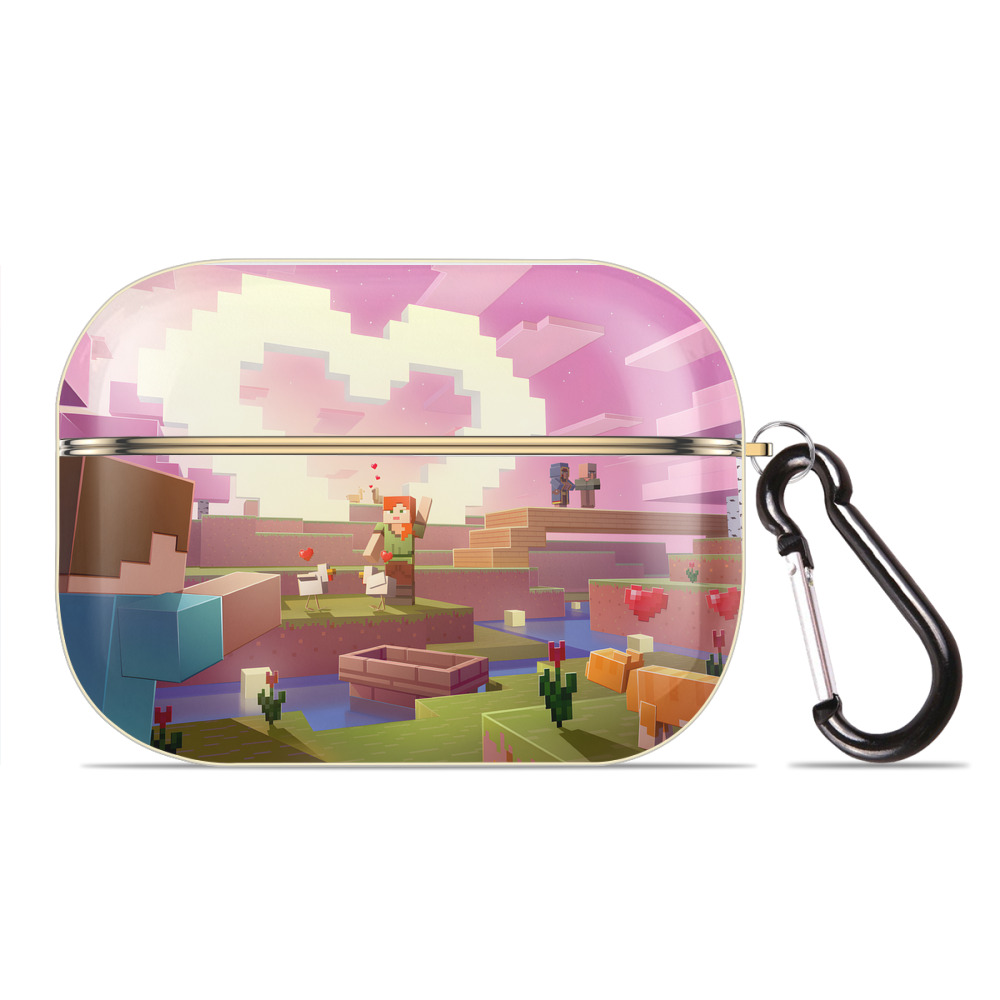 （画像用） マインクラフト ブロックの世界 Minecraft MC Block world 【AirPods Pro用】ハードシェル保護ケース｜耐衝撃・防指紋・カラビナ付き商品仕様