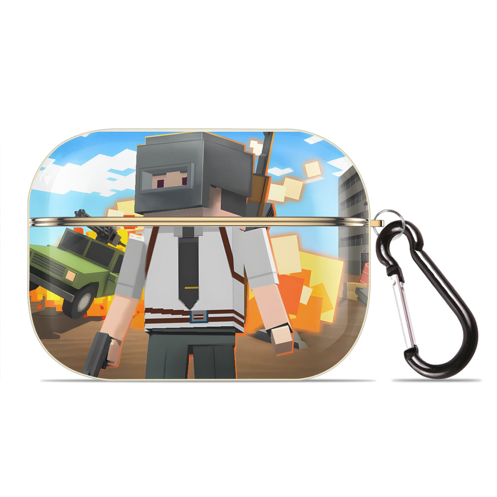 （画像用） マインクラフト ブロックの世界 Minecraft MC Block world 【AirPods Pro用】ハードシェル保護ケース｜耐衝撃・防指紋・カラビナ付き商品仕様