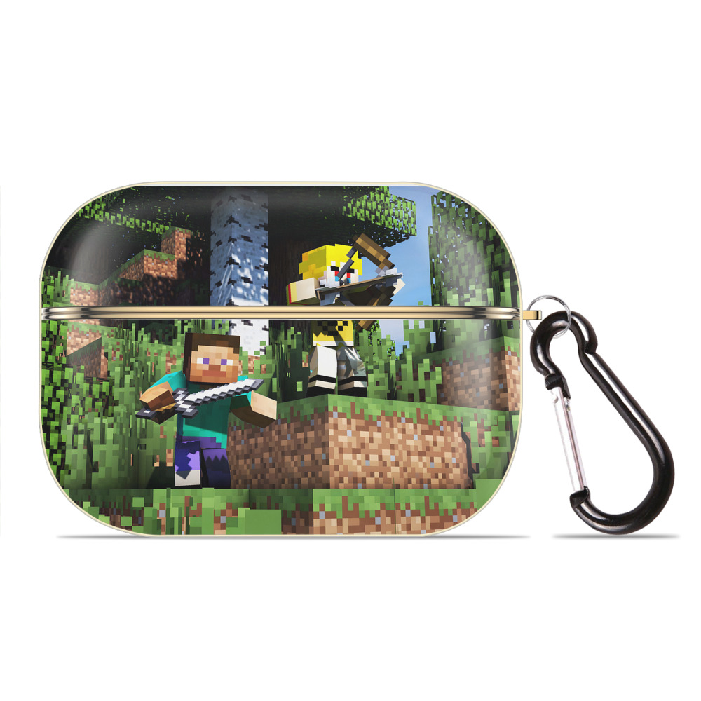 （画像用） マインクラフト ブロックの世界 Minecraft MC Block world 【AirPods Pro用】ハードシェル保護ケース｜耐衝撃・防指紋・カラビナ付き商品仕様