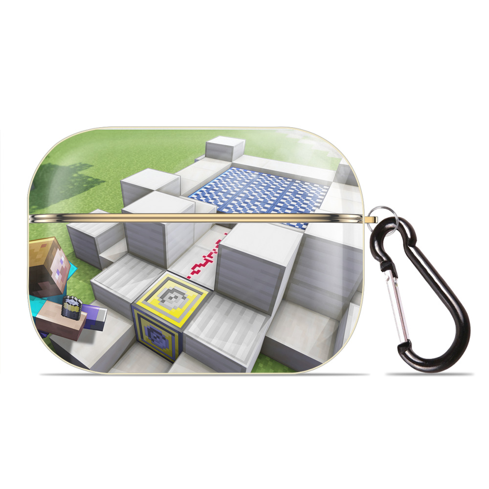 （画像用） マインクラフト ブロックの世界 Minecraft MC Block world 【AirPods Pro用】ハードシェル保護ケース｜耐衝撃・防指紋・カラビナ付き商品仕様