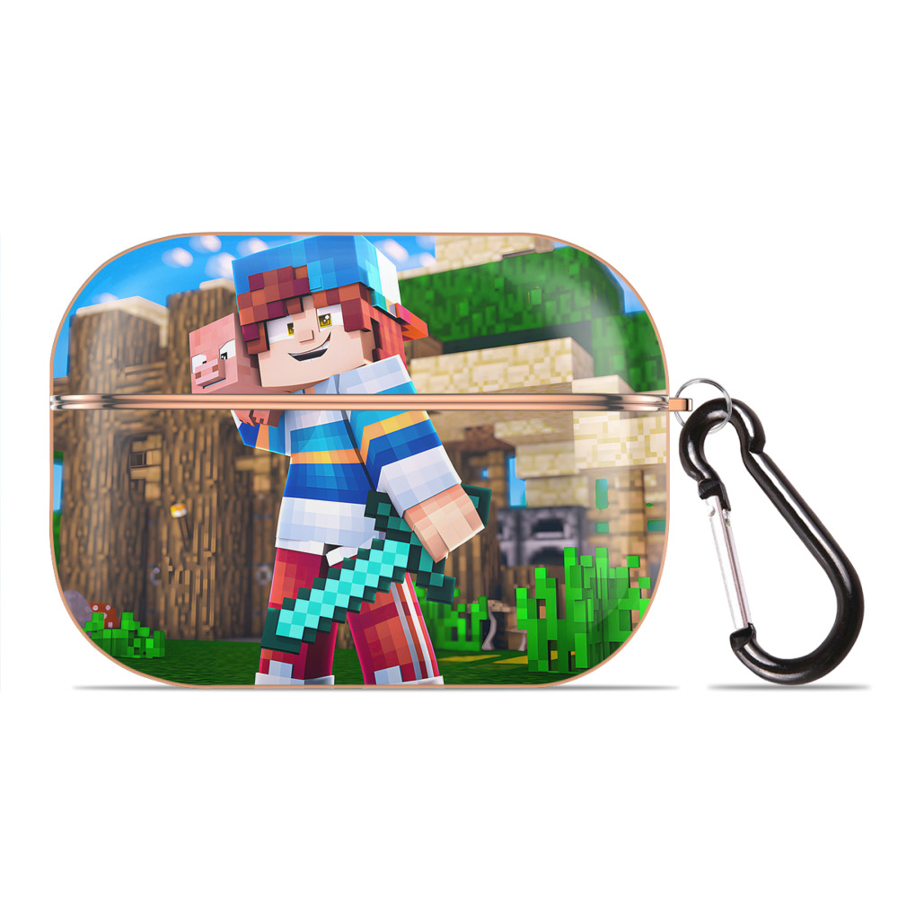 （画像用） マインクラフト ブロックの世界 Minecraft MC Block world 【AirPods Pro用】ハードシェル保護ケース｜耐衝撃・防指紋・カラビナ付き商品仕様