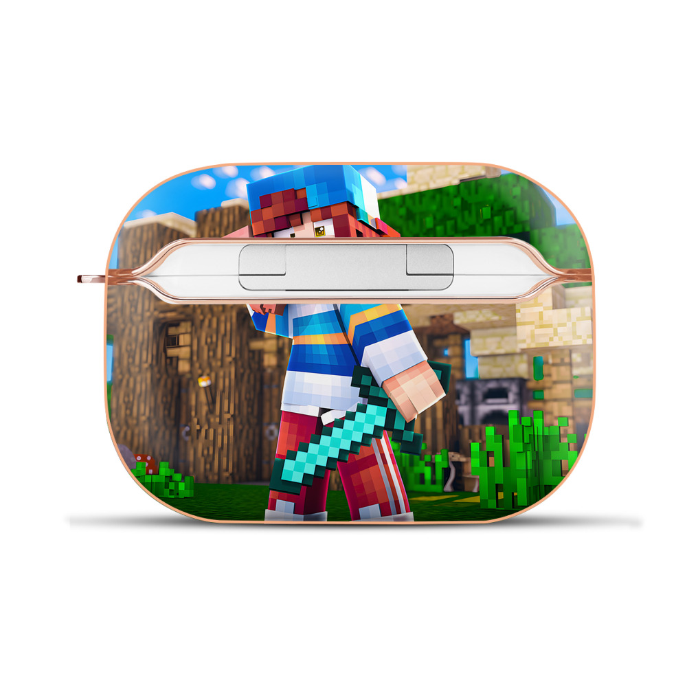 （画像用） マインクラフト ブロックの世界 Minecraft MC Block world 【AirPods Pro用】ハードシェル保護ケース｜耐衝撃・防指紋・カラビナ付き商品仕様