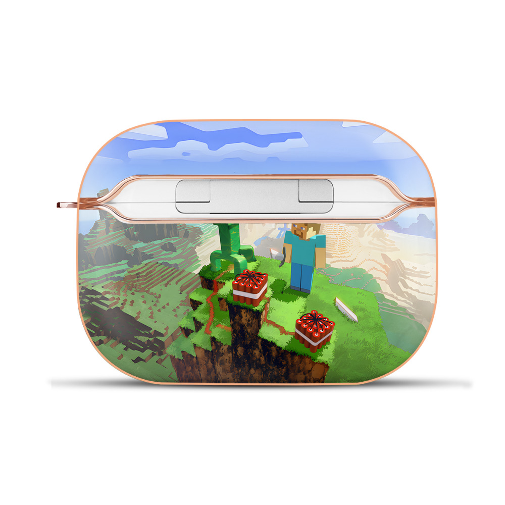 （画像用） マインクラフト ブロックの世界 Minecraft MC Block world 【AirPods Pro用】ハードシェル保護ケース｜耐衝撃・防指紋・カラビナ付き商品仕様