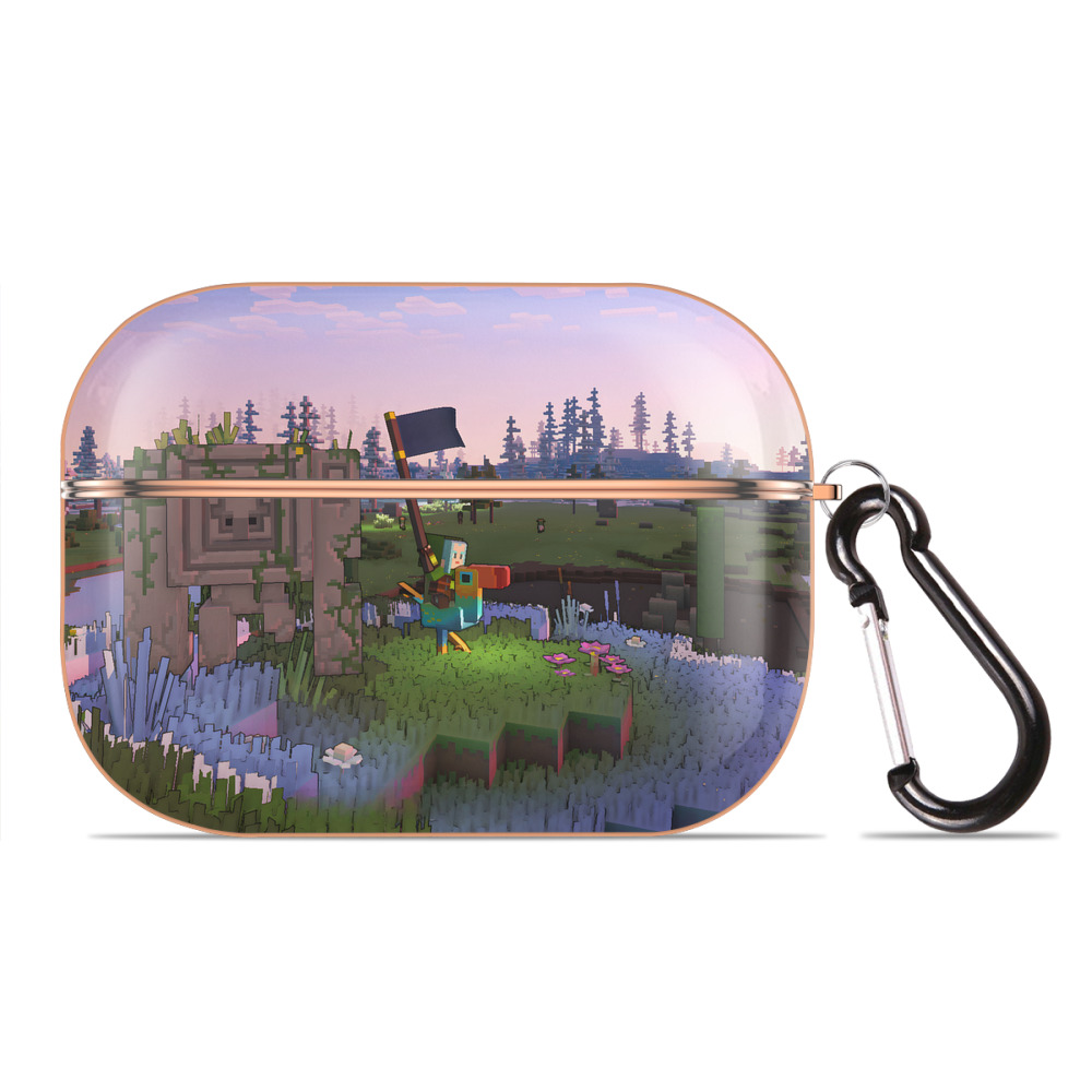 （画像用） マインクラフト ブロックの世界 Minecraft MC Block world 【AirPods Pro用】ハードシェル保護ケース｜耐衝撃・防指紋・カラビナ付き商品仕様