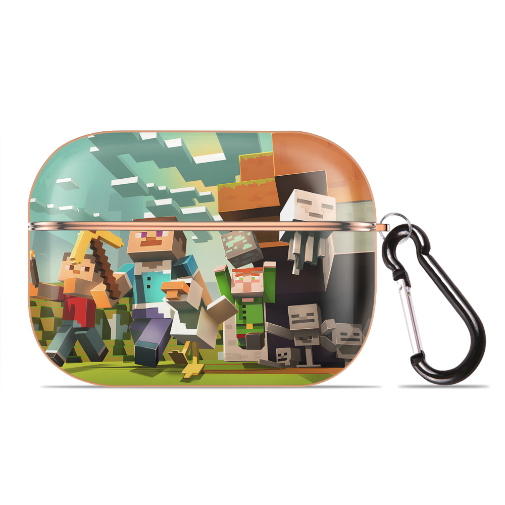 （画像用） マインクラフト ブロックの世界 Minecraft MC Block world 【AirPods Pro用】ハードシェル保護ケース｜耐衝撃・防指紋・カラビナ付き商品仕様