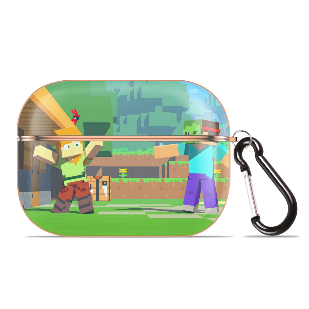 （画像用） マインクラフト ブロックの世界 Minecraft MC Block world 【AirPods Pro用】ハードシェル保護ケース｜耐衝撃・防指紋・カラビナ付き商品仕様