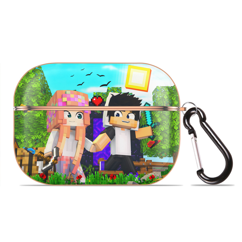 （画像用） マインクラフト ブロックの世界 Minecraft MC Block world 【AirPods Pro用】ハードシェル保護ケース｜耐衝撃・防指紋・カラビナ付き商品仕様