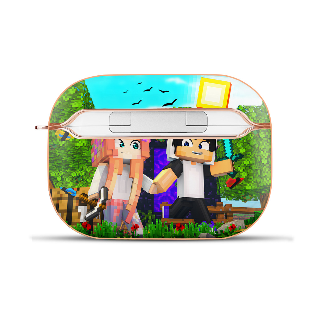（画像用） マインクラフト ブロックの世界 Minecraft MC Block world 【AirPods Pro用】ハードシェル保護ケース｜耐衝撃・防指紋・カラビナ付き商品仕様